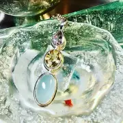 Genuine Sterling Silver Aqua Chalcedony, Citrine & Amethyst Gemstone Pendant