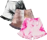 [Kionio] Toddler Baby Girl Shorts 3 Pack Ruffle Newborn Shorts Tie Dye Kids Bloomers Outfits Cute Baby Girl Clothes