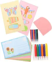 Creative Boys and Girls Diy Rainbow Painting Bookmarks Postcards Scratch Paper for Party Favors