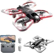 [Poat] Drone with Adjustable 4K Camera, RC Quadcopter with Headless Mode, 360° Flips, Gesture/Gravity Control, 3 Speed Modes, 2 Batteries, LED Lights, for Kids & Beginners