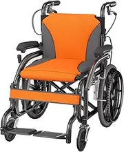 Self-Propelled Transport Wheelchair Folding Lightweight Wheelchair Folding Transport Wheelchair For Adults Seniors With Removable Footrest Dual Brake(Orange)