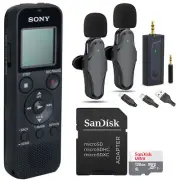 Sony ICDPX370 Digital Voice Recorder + Wireless Lavalier Microphone + 128GB Card