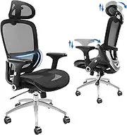 VEVOR Modern Mesh Office Chair, High Back Desk Chair with Lumbar & Head Support, Adjustable Height & Angle, Ergonomic, Breathable Mesh Seat