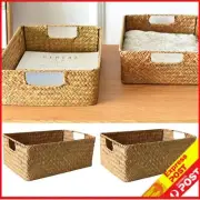 Rectangular Rattan Storage Basket Weaving Wicker Basket Bread Fruits Food Tray
