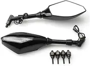 Rearview Mirrors LED Turn Signal For MT09 MT07 Scooter Motorcycle rearview mirror M10 with LED turn signal indicator(Black)
