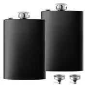 2Pcs 8 OZ Stainless Steel Whiskey Alcohol Pocket Flask with Portable Funnel New
