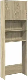 Washing Machine Cabinet Sonoma Oak 64x25.5x190 cm Engineered Wood,Washer & Dryer Accessories 26KG-849600