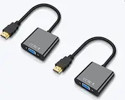 HDMI to VGA Adapter,1080P HDMI to VGA Converter (Male to Female) for Computer, Desktop, Laptop, PC, Monitor, Projector, HDTV, Chromebook, Raspberry Pi, Roku, Xbox and More (Black-2pcs)