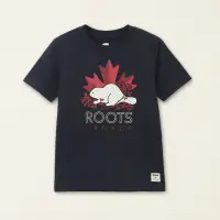 在飛比找新光三越 skm online優惠-Roots大童-加拿大日系列 楓葉海狸有機棉短袖T恤(軍藍色