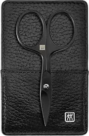 ZWILLING Premium Black Edition Manicure Set 3 Piece Genuine Leather Wallet Travel Set with Nail Scissors