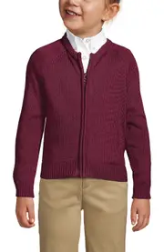 Lands' End School Uniform Girls Cotton Modal Zip-front Cardigan Sweater