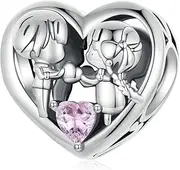 [DOYIS] 925 Sterling Silver Charm for Pandora Bracelet-Heart Boy and Girl Friend Charm Bead Jewelry Gift