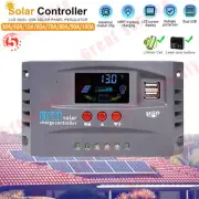 MPPT Solar Panel Charging Controller LCD Dual USB 30A-100A Auto 12V 24V Battery