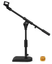 Adjustable Desk Microphone Stand, Weighted Base with Soft Grip Twist Clutch, ...