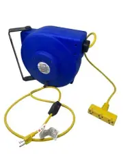 50' Power Cord 16 AWG 10 Amp Wall or Ceiling Mount Spring Retractable Reel