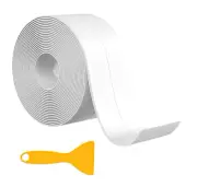 10.5 Ft Caulk Tape Waterproof Self Adhesive with Sealing Tool, White, Strip, Sil
