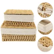 2 Pcs Storage Basket with Lid Baby Organizer Elegant Wicker Lidded