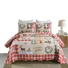 Holiday Cabin ⛄ Christmas Patchwork King Queen 3 pcs Quilt Coverlet Set