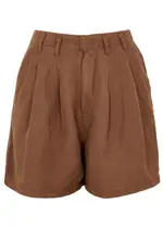 Free People Calla Linen-blend Shorts - Chocolate - 8 8