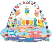 Baby Tummy Time Mat, Baby Gyms Playmats Activity Mat with 5 Rattles, Piano Keys