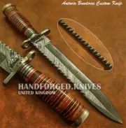 ANTONIO BANDERAS CUSTOM HAND MADE UNIQUE BOWIE KNIFE STACKED LEATHER HANDLE