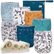 Nora's Nursery Cloth Diaper Cover, Washable Reusable Diaper Cover with Snap Closure, Flat or Fitted Cloth Diaper Inserts - 7 Pack Cloth Diaper Covers with Wet Bag - Mighty Trucks