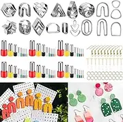 134 Pcs Polymer Clay Cutters, AIFUDA 16 Shapes Clay Earring Cutters with 48 Round Piercers and 50 Earring Accessories for Earrings Making