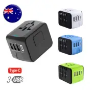 International Universal Travel Adapter With 3 USB+ Type C AC Power Charger GY