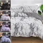 Black White Marble Quilt Doona Duvet Cover Set Double Queen Super King Size Bed