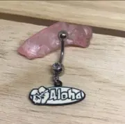 Aloha Hawaii Dangle Belly Button Ring 14 Gauge Surgical Steel New Navel Ring