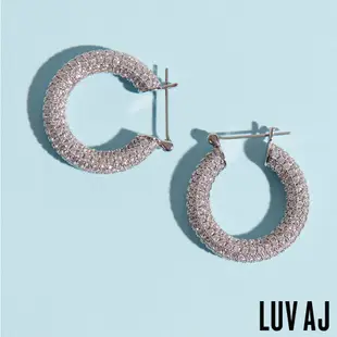 LUV AJ 好萊塢潮牌 銀色鑲鑽 小寬版圓耳環 PAVE BABY AMALFI HOOPS