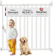 BabyDan Ebeltoft Safety Gate – Baby Gate for Narrow Openings (56.5-81.5 cm) – Wall-Mounted Stair Gate for Babies and Pets – Adjustable and Durable, White, Metal