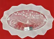 NEW Mikasa Holiday Classics Frosted and Clear Glass Oval Platter