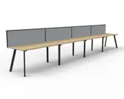 RAPIDLINE RAPID ETERNITY SINGLE SIDED WORKSTATION With Screen 4 Person W1500 x D750 x H730mm (per user) Natural Oak Top Black Frame
