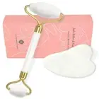 Gua Sha Facial Massage Tool & Jade Roller Set, Facial Massager for Face, Neck...