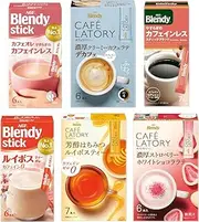 (Amazon.co.jp Limited) AGF Blendy Stick, Cafe Ratory, Natum, Caffeine-less, 6 Types of Drinking Comparison Set, Coffee, Decafe, Petite Gift, Assortment, Insert