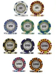 Bulk 500 Monte Carlo 14 gr Clay Composite Poker Chips-Pick Your Denominations