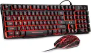 Rii Gaming Keyboard and Mouse Set, 3-LED Backlit Mechanical Feel Business Office