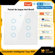 Touch Switch Light 4*4 No Neutral Wire 4/6 Gang Remote On Off Light