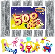 Bundooraking Pipe Cleaners, Pipe Cleaners Craft, Arts and Crafts, Crafts, Craft Supplies, Art Supplies (500 Silver Glitter Pipe Cleaners)…
