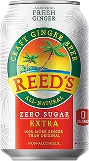 Reed's, Zero Sugar Extra Ginger Beer, Great Tasting All Natural Certified Ketogenic Soda Drink,12 Fl Oz (Pack of 4)
