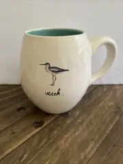 Rae Dunn by Magenta Mug Cup Seek Seagull/Sandpiper Beach Nautical Turquoise