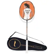 Li-Ning BladeX 200R Carbon Fibre Strung Badminton Racquet with Full Cover - For Professional - Light Head - Dynamic Optimum Frame - Maximum String Tension- 27lbs - Size: 4U (83gm) - Black-Orange
