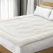 Bedra Sherpa Fleece Mattress Topper Double Reversible Pillowtop Plush Pad Cover Fully Fitted