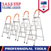 3 4 5 6 Step Ladder Aluminium Multi Purpose Household Office Foldable Non Slip