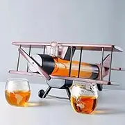 SMARTCART Central - Aeroplane Decanter Set - Luxury Aeroplane Decanter Set, Premium Whiskey Decanter with Glasses, Perfect for Whiskey, Wine & Spirits - Elegant, Exquisite Aviation-Inspired Barware