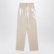 [Golden Goose] Trousers With Transparent Sequins Écru 29 Beige