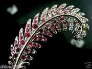 SIGNED SWAROVSKI CRYSTAL RHODIUM FEATHER PIN ~ BROOCH RETIRED NEW WITH TAGS