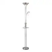 Myron USB LED Light Modern Floor Lamp Light Metal Shade - Satin Nickel and Satin