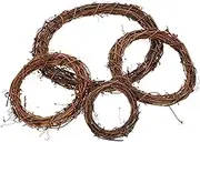 RORPOIR 4pcs Vine Wreath Woven Rattan Circle Wreaths Decorating Rattan Circle Floral Wreaths Wreath Base Small Rattan Wreaths Grapevine Outdoor Decoration Wreath Kit Wicker Brown Wooden